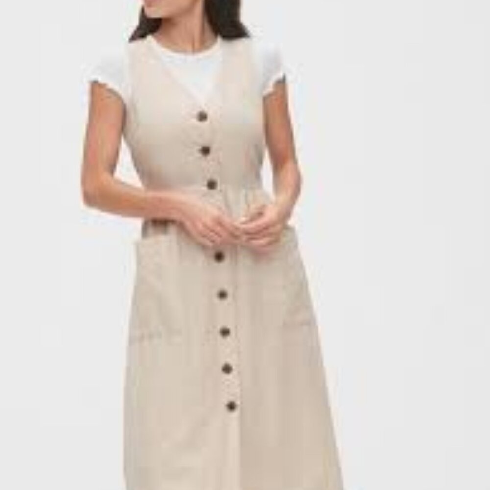 GAP Button-Front Midi Dress